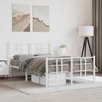 vidaXL Cadre de lit métal sans matelas et pied de lit blanc 120x190 cm