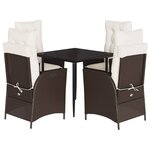 vidaXL Ensemble à manger de jardin 5 Pièces et coussins marron poly rotin