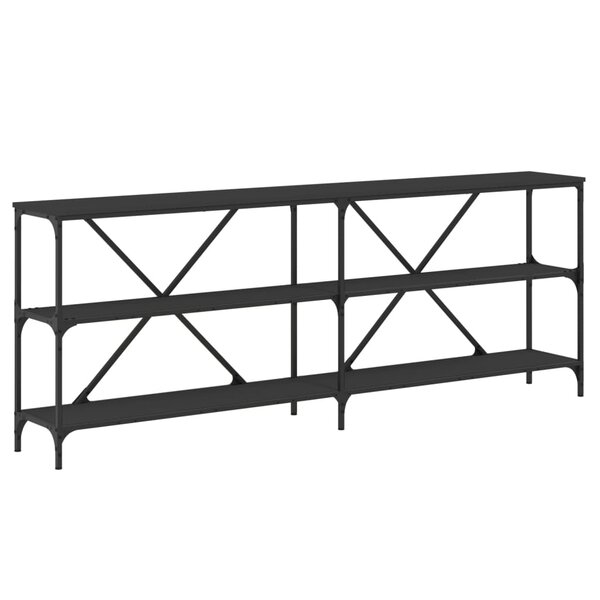 vidaXL Table console noir 200x30x75 cm bois d'ingénierie et fer