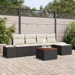 vidaXL Ensemble de canapé de jardin de 6 pièces avec coussins noirs en poly rattan