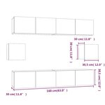 vidaXL Ensemble de meubles TV 6 Pièces Blanc Bois d'ingénierie