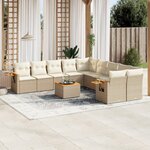 vidaXL Salon de jardin 11 Pièces avec coussins beige résine tressée