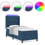 Lit à ressorts vidaXL avec matelas et LED bleue 100x200 cm en tissu