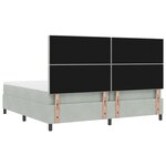 Lit avec sommier à ressorts et matelas LED gris clair 200x200 cm en velours