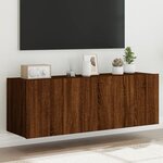 vidaXL Meubles TV muraux lumières LED 2 Pièces chêne marron 60x35x41 cm