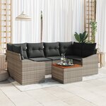vidaXL Ensemble de canapé de jardin 7 pièces avec coussins gris en poly rattan et acacia