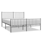 vidaXL Cadre de lit métal sans matelas avec pied de lit noir 150x200cm