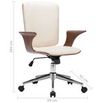 vidaXL Chaise pivotante de bureau Crème Similicuir et bois courbé