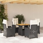vidaXL Ensemble à manger de jardin coussins 5Pièces Noir Résine tressée