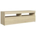 vidaXL Meuble TV avec lumières LED chêne sonoma 120x35x40 cm