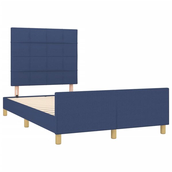 vidaXL Cadre de lit avec tête de lit bleu 120x190 cm tissu