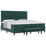 vidaXL Lit à Sommier avec Matelas & Banc Vert Foncé 200x200 cm Velours
