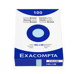Étui de 100 fiches bristol uni non perforé 105x148mm Azur EXACOMPTA