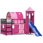 vidaXL Lit mezzanine enfants avec tour rose 80x200cm bois pin massif
