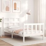 vidaXL Cadre de lit sans matelas blanc bois de pin massif