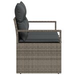 Canapé de jardin 2 places vidaXL avec rangement et coussins en poly rattan gris