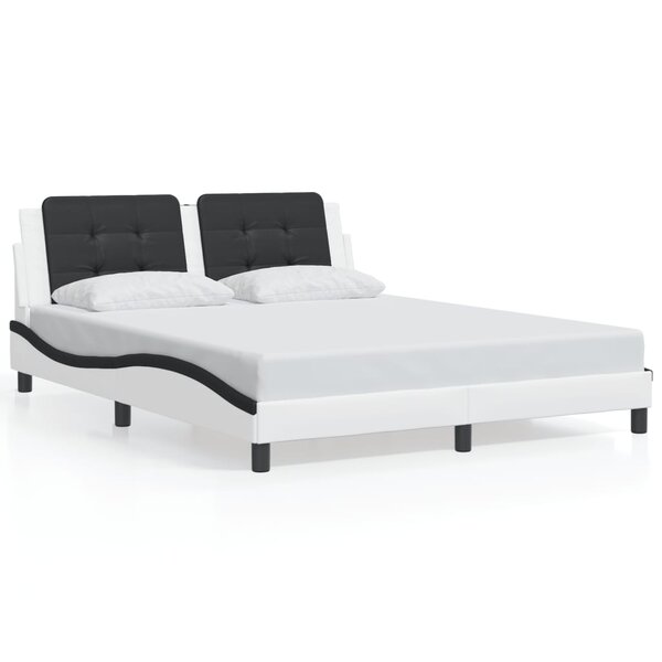 vidaXL Cadre de lit sans matelas blanc et noir 160x200 cm similicuir