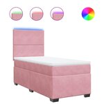 vidaXL Sommier à lattes de lit avec matelas Rose 100x200 cm Velours