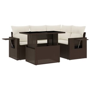vidaXL Salon de jardin avec coussins 5 Pièces marron résine tressée