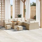 Ensemble de canapé de jardin vidaXL 13 pièces avec coussins beige en rotin synthétique