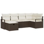 Set de Canapé de Jardin vidaXL 6 Pièces avec Coussins Marron Rattan Poly