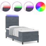 Lit Box Spring vidaXL avec Matelas & LED Gris Foncé 80x200 cm Velours