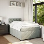 vidaXL Sommier à lattes de lit et matelas Gris clair 120x200cm Velours