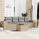 vidaXL Salon de jardin avec coussins 5 Pièces beige résine tressée