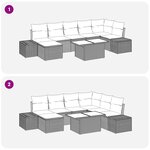 vidaXL Ensemble de canapé de jardin 8 pièces avec coussins en poly rotin beige