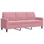 vidaXL Ensemble de canapés 3 Pièces avec coussins Rose Velours