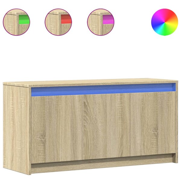 vidaXL Meuble TV avec LED chêne sonoma 100x34x50 cm bois d'ingénierie
