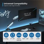 Support de table pour écran/TV RGB Ewent - Pivotant et inclinable - Éclairage RGB - Acier et aluminium - Compatible VESA - Charge maximale 20 kg - Bras articulé - Système de gestion des câbles - Blanc