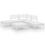 Salon de jardin meuble d'extérieur ensemble de mobilier 6 pièces bois de pin massif blanc 02_0017006