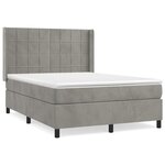 vidaXL Sommier à lattes de lit et matelas Gris clair 140x190cm Velours