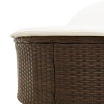 vidaXL Chaise longue double avec coussins marron résine tressée