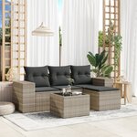 vidaXL Salon de jardin 5 Pièces avec coussins gris clair résine tressée