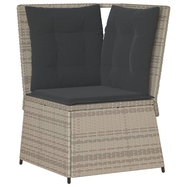 vidaXL Canapé d'angle de jardin et coussins gris clair résine tressée