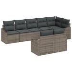 vidaXL Ensemble de salle à manger de jardin de 8 pièces avec coussins gris en poly rotin