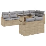 vidaXL Ensemble de canapés de jardin 9 pièces avec coussins beige Poly Rattan