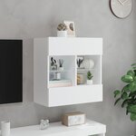 vidaXL Meuble TV mural avec lumières LED blanc 58 5x30x60 5 cm