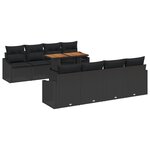 vidaXL Ensemble de salle à manger de jardin de 9 pièces avec coussins en poly rattan noir et acacia