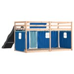 vidaXL Lit superposé avec toboggan et rideaux bleu 90x200 cm