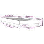 vidaXL Cadre de lit sans matelas gris béton 90x190 cm