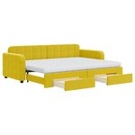 vidaXL Lit de jour avec gigogne et tiroirs jaune 80x200 cm velours