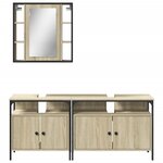 vidaXL Ensemble d'armoires de salle de bain 3 Pièces chêne sonoma