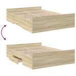 vidaXL Cadre de lit avec tiroirs sans matelas chêne sonoma 120x200 cm