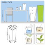 LECHUZA Jardinière Cubico Alto 40 ALL-IN-ONE Charbon 18233
