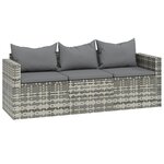 vidaXL Salon de jardin 3 Pièces avec coussins Gris Résine tressée