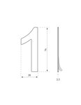 THIRARD - Chiffre 1 adhésif  inox  H.76mm