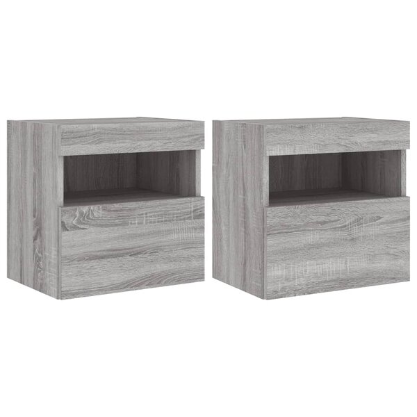 vidaXL Meubles TV muraux et lumières LED 2Pièces sonoma gris 40x30x40 cm